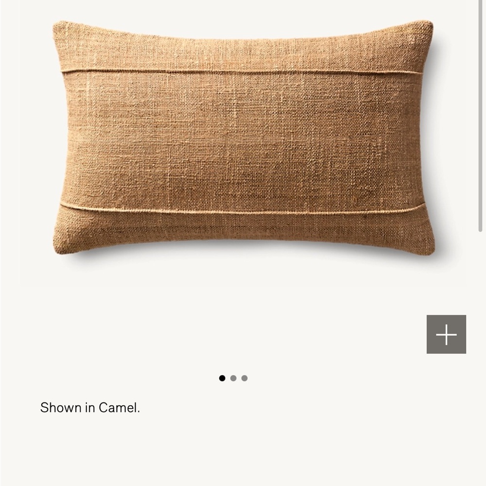 Restoration Hardware Tan and ivory mala linen Accent Pillow